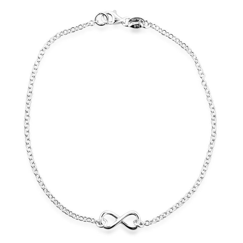 Sideways Infinity Anklet in Sterling Silver - 9.5"