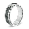 Thumbnail Image 2 of Men's 1/10 CT. T.W. Diamond Three Stone Grey Carbon Fiber Comfort Fit Stainless Steel Wedding Band