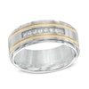 Thumbnail Image 0 of Men's 1/6 CT. T.W. Diamond Comfort Fit Two-Tone Stainless Steel Wedding Band
