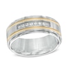 Thumbnail Image 1 of 1/6 CT. T.W. Diamond Comfort Fit Two-Tone Stainless Steel Wedding Band