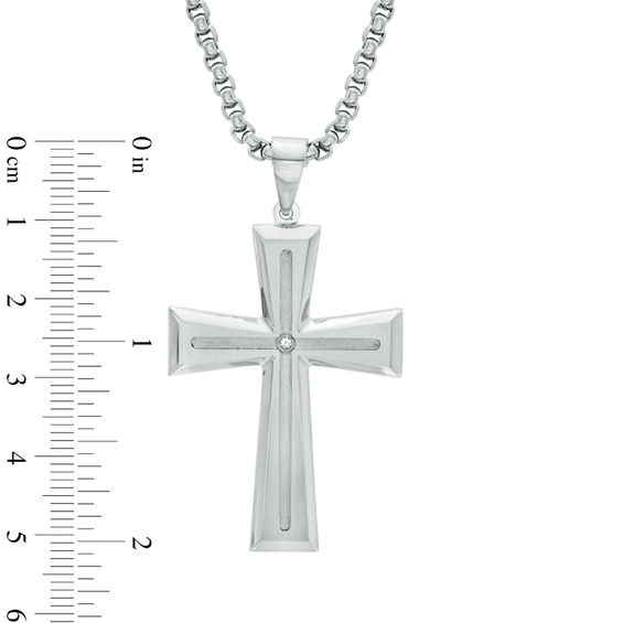 Zales Men's Black Diamond Accent Tribal Cross Pendant in Two-Tone