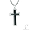 Thumbnail Image 0 of Men's Carbon Fiber Stacked Cross Pendant in Two-Tone Stainless Steel - 24"