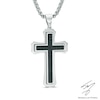Thumbnail Image 1 of Men's Carbon Fiber Stacked Cross Pendant in Two-Tone Stainless Steel - 24"
