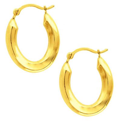 Oval Fancy Hoop Earrings in 14K Gold 