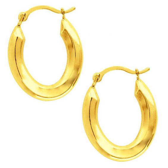 Oval Fancy Hoop Earrings in 14K Gold | Zales