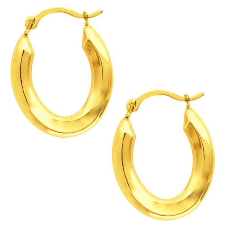 Oval Fancy Hoop Earrings in 14K Gold