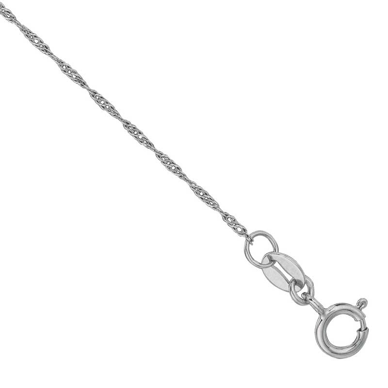 Ladies' 0.8mm Singapore Chain Necklace in 14K White Gold - 16"