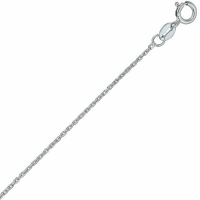 Ladies' 1.1mm Cable Chain Necklace in 14K White Gold - 17