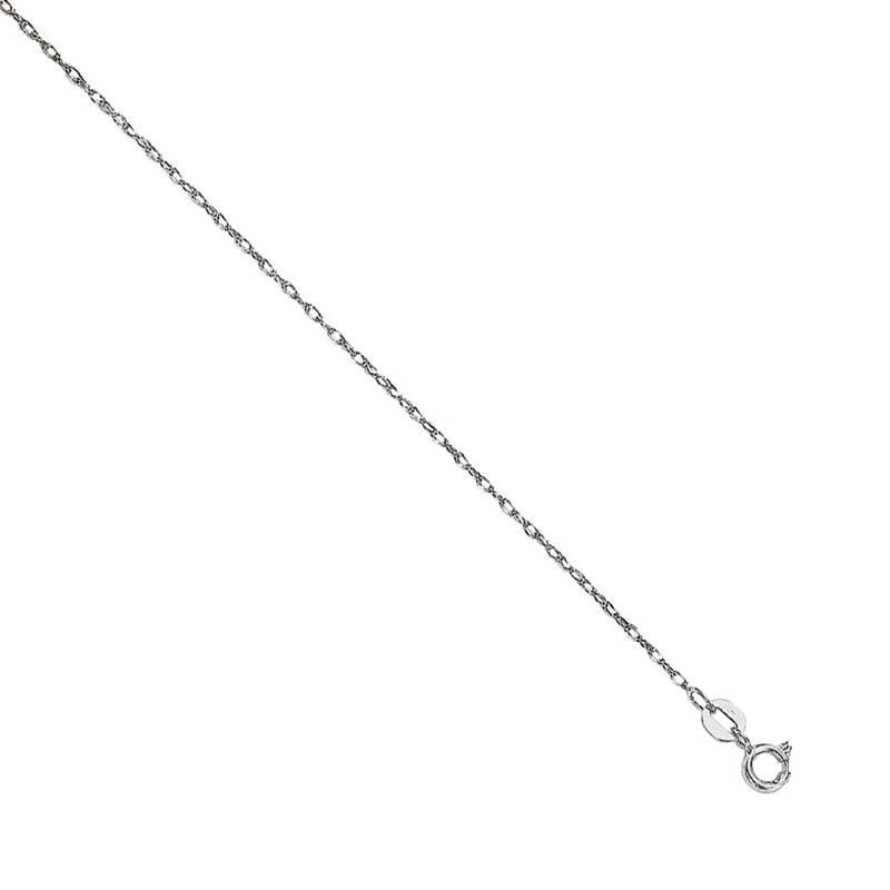 Ladies' 0.76mm Rope Chain Necklace in Solid 14K White Gold - 16"