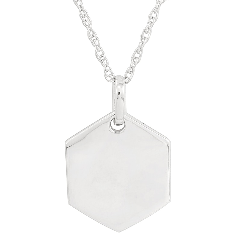Main Image 1 of Personality Charms Polished Hexagon Starter Pendant in Sterling Silver