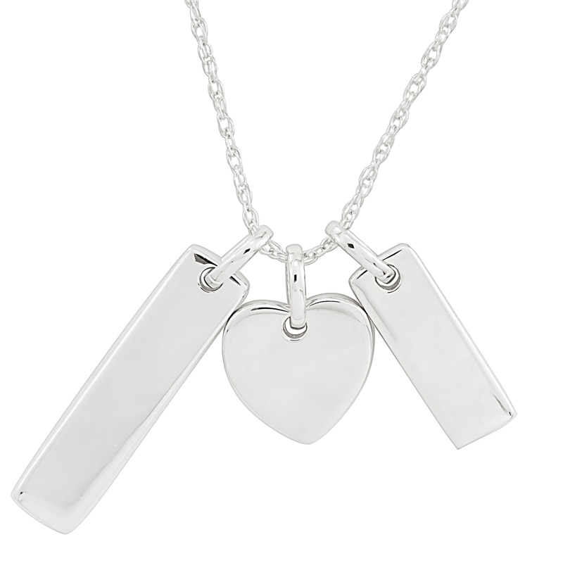 Main Image 1 of Personality Charms Three Piece Rectangle, Heart and Long Rectangle Starter Pendant in Sterling Silver