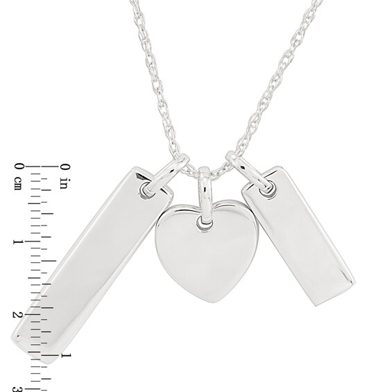 Personality Charms Three Piece Rectangle, Heart and Long Rectangle Starter Pendant in Sterling Silver