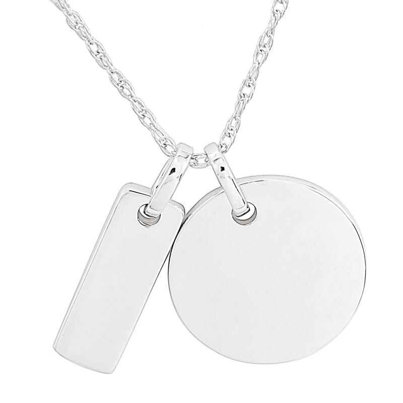 Main Image 1 of Personality Charms Two Piece Rectangle and Round Disk Starter Pendant in Sterling Silver