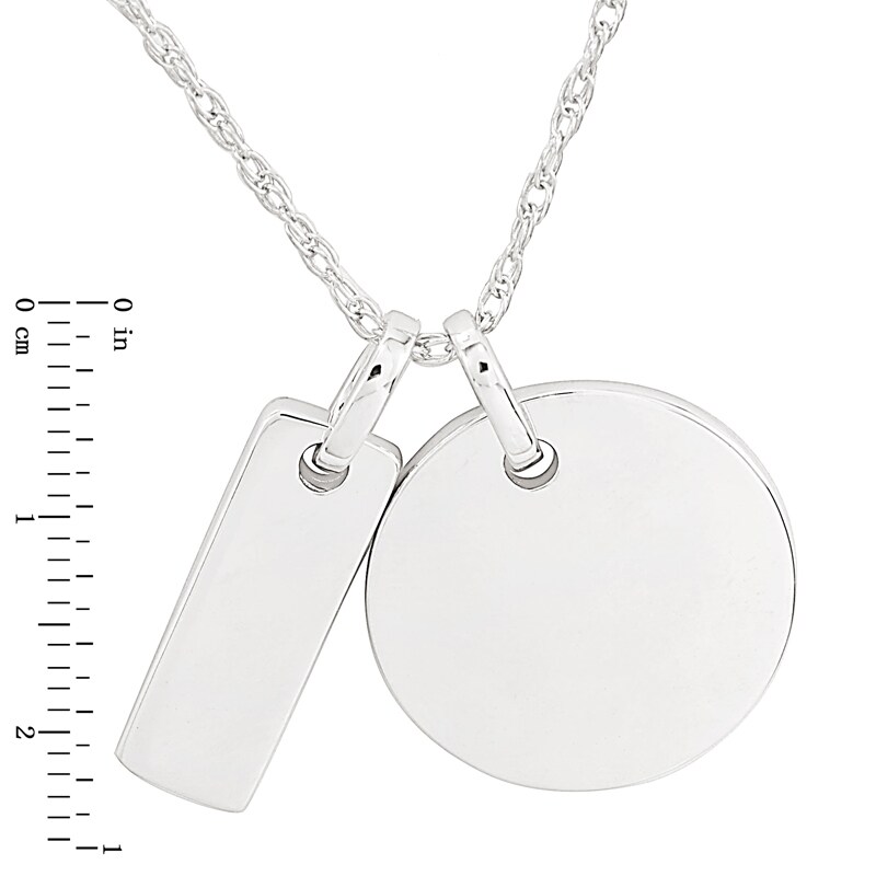Main Image 2 of Personality Charms Two Piece Rectangle and Round Disk Starter Pendant in Sterling Silver