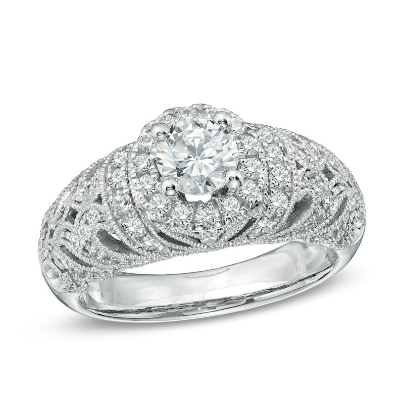 Main Image 1 of 1 CT. T.W. Diamond Vintage-Style Frame Engagement Ring in 14K White Gold