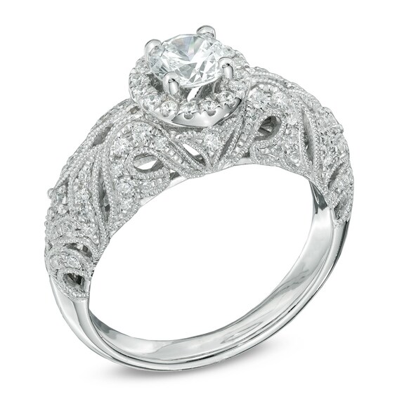 1 CT. T.w. Diamond Vintage-Style Engagement Ring in 14K White Gold