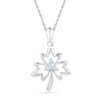 Thumbnail Image 1 of Lab-Created White Sapphire Maple Leaf Pendant in Sterling Silver