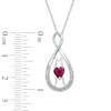 Thumbnail Image 1 of 5.0mm Heart-Shaped Lab-Created Ruby and Diamond Accent "MOM" Infinity Pendant in Sterling Silver