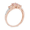 Thumbnail Image 2 of 5.0mm Morganite and 1/10 CT. T.W. Diamond Three Stone Engagement Ring in 10K Rose Gold