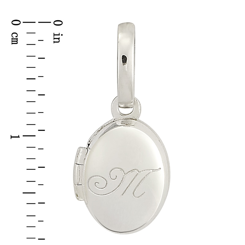 Main Image 2 of Personality Charms Cursive "M" Initial Oval Locket Charm in Sterling Silver