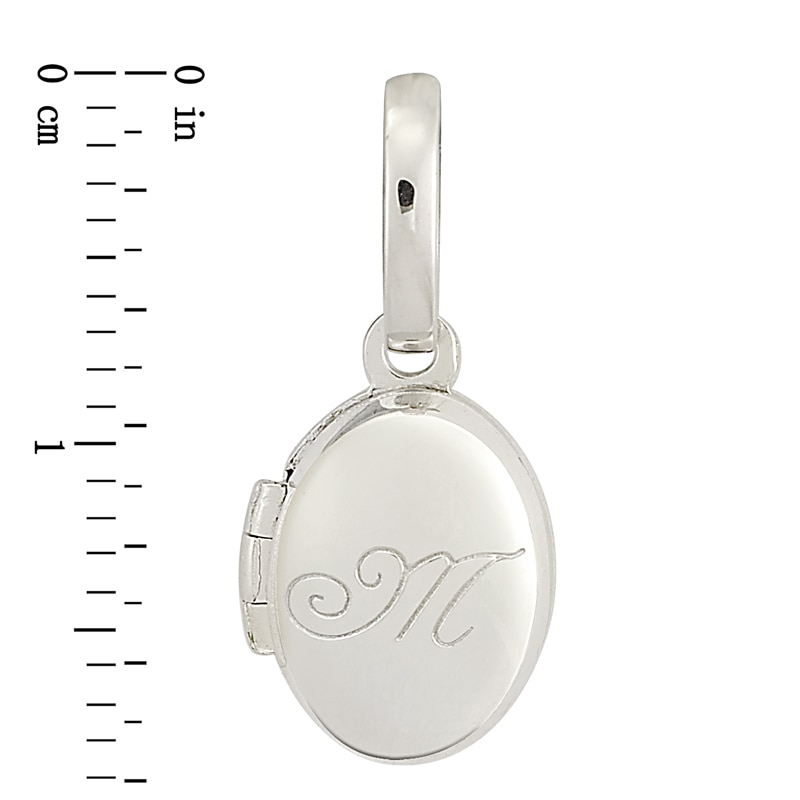 Personality Charms Cursive "M" Initial Oval Locket Charm in Sterling Silver