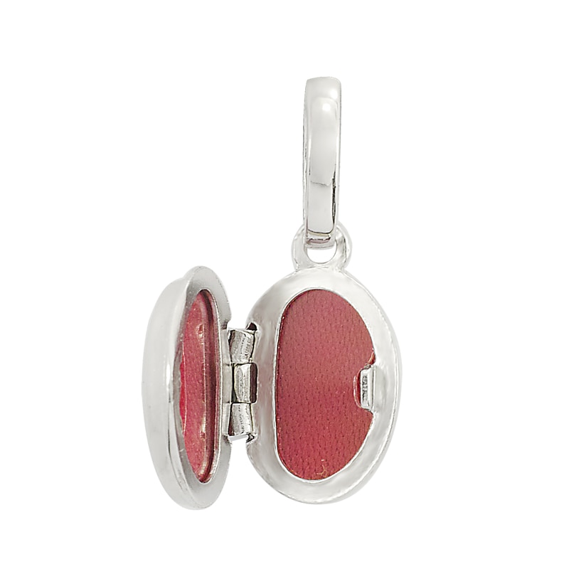 Main Image 3 of Personality Charms Cursive "M" Initial Oval Locket Charm in Sterling Silver