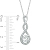 Thumbnail Image 2 of Oval Lab-Created White Sapphire and Diamond Accent Infinity Twist Pendant in Sterling Silver