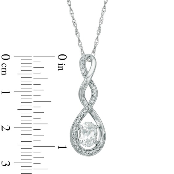 Oval Lab-Created White Sapphire and Diamond Accent Infinity Twist Pendant in Sterling Silver