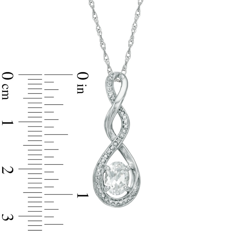Main Image 2 of Oval Lab-Created White Sapphire and Diamond Accent Infinity Twist Pendant in Sterling Silver