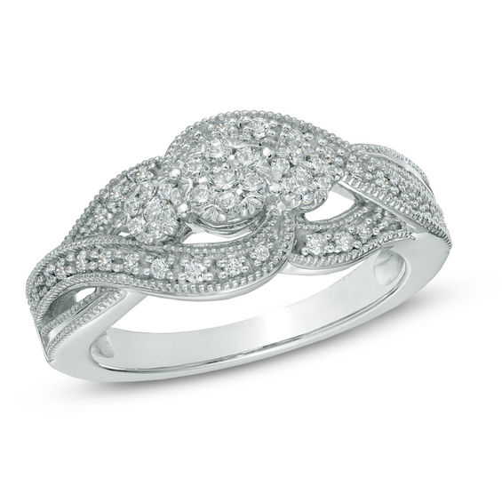 Vintage Three Stone Diamond Rings With Milgrain Around Larger Diamonds Vintage Three Stone Diamond Rings With Milgrain Around Larger Diamonds
