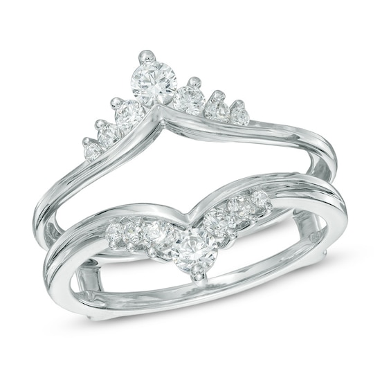 1/2 CT. T.w. Diamond Tiara-Style Solitaire Enhancer in 14K White Gold