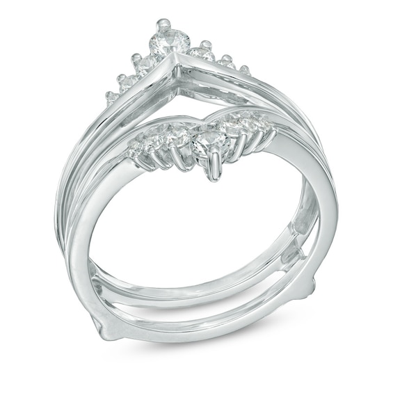 1/2 CT. T.w. Diamond Tiara-Style Solitaire Enhancer in 14K White Gold