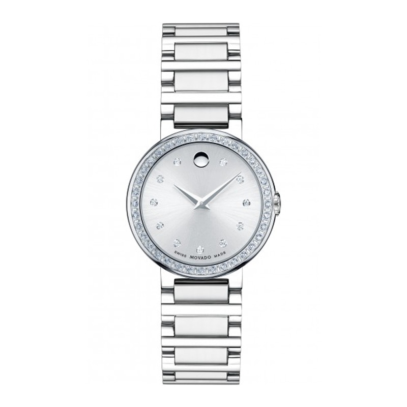 Ladies' Movado Concerto® 1/3 CT. T.W. Diamond Watch with Silver Dial (Model: 0606793)