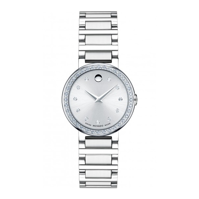 Main Image 1 of Ladies' Movado Concerto® 1/3 CT. T.W. Diamond Watch with Silver Dial (Model: 0606793)