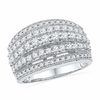 Thumbnail Image 0 of 1-1/4 CT. T.W. Diamond Vintage-Style Multi-Row Ring in 10K White Gold