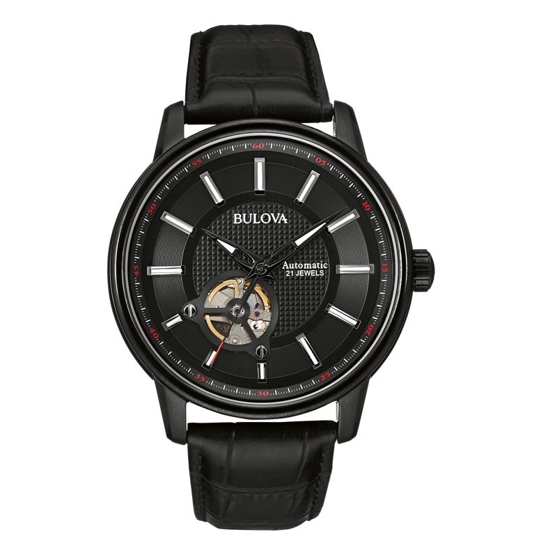 Men's Bulova Automatic Watch with Black Dial (Model: 98A139)