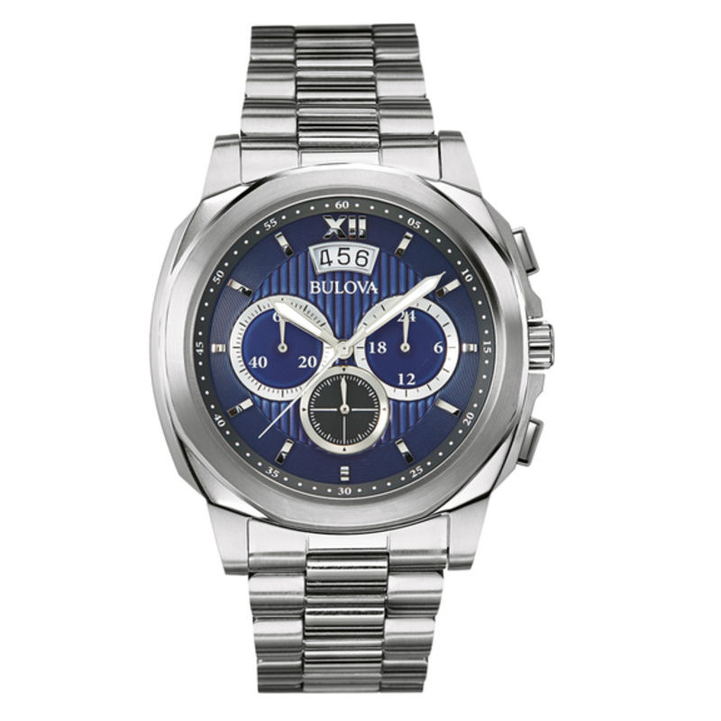 Men's Bulova Chronograph Watch with Blue Dial (Model: 96B219) | Zales