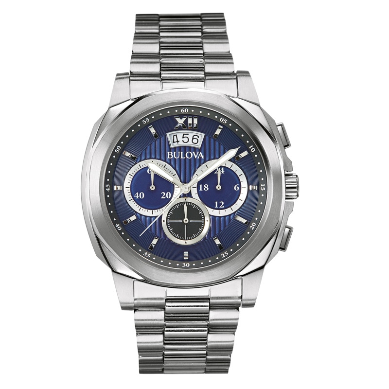 Main Image 1 of Men's Bulova Chronograph Watch with Blue Dial (Model: 96B219)