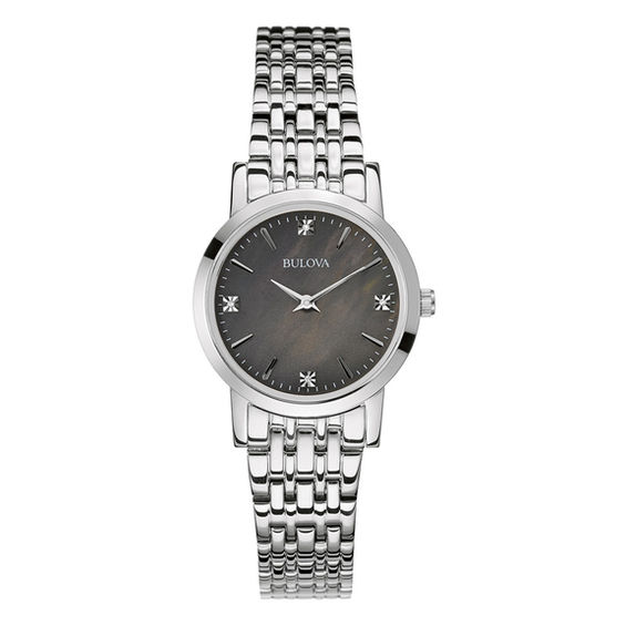 Ladies' Bulova Diamond Accent Watch with Black Mother-of