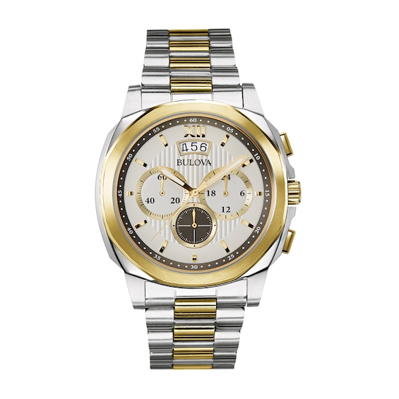 Men's Bulova Two-Tone Chronograph Watch with Grey Dial (Model: 98B232)
