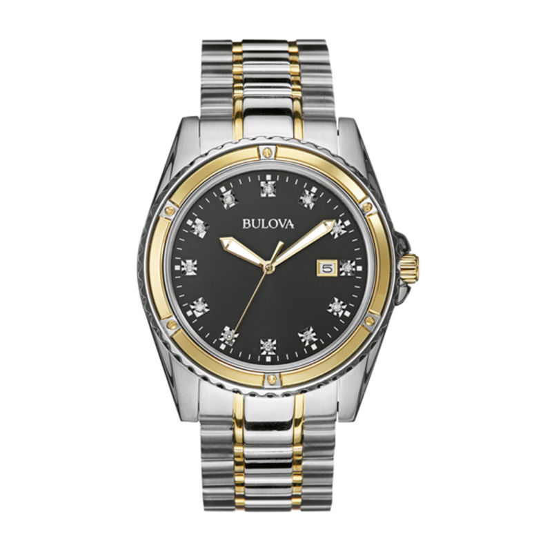 Men's Bulova Diamond Accent Watch with Black Dial (Model: 98D122)