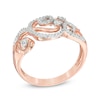 Thumbnail Image 1 of 1/4 CT. T.W. Diamond Scroll Ring in 10K Rose Gold