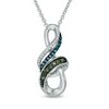 Thumbnail Image 1 of 1/10 CT. T.W. Enhanced Green, Blue and White Diamond Infinity Pendant in Sterling Silver