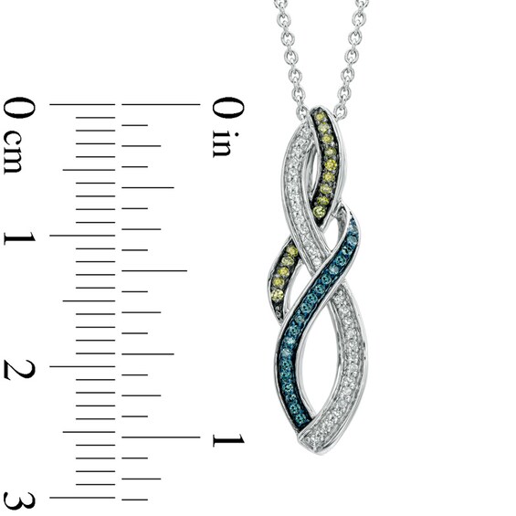 1/6 CT. T.w. Enhanced Green, Blue and White Diamond Infinity-Style Pendant in Sterling Silver