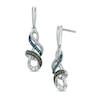 Thumbnail Image 1 of 1/10 CT. T.W. Enhanced Green, Blue and White Diamond Infinity Drop Earrings in Sterling Silver