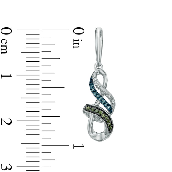 1/10 CT. T.w. Enhanced Green, Blue and White Diamond Infinity Drop Earrings in Sterling Silver