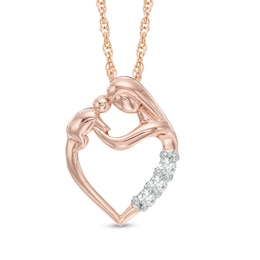 1/10 CT. T.W. Diamond Motherly Love Heart Pendant in 10K Rose Gold