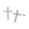 Thumbnail Image 1 of Diamond Accent Cross Stud Earrings in 10K White Gold