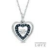 Thumbnail Image 1 of 1/5 CT. T.W. Enhanced Blue and White Diamond Heart Pendant in 10K White Gold
