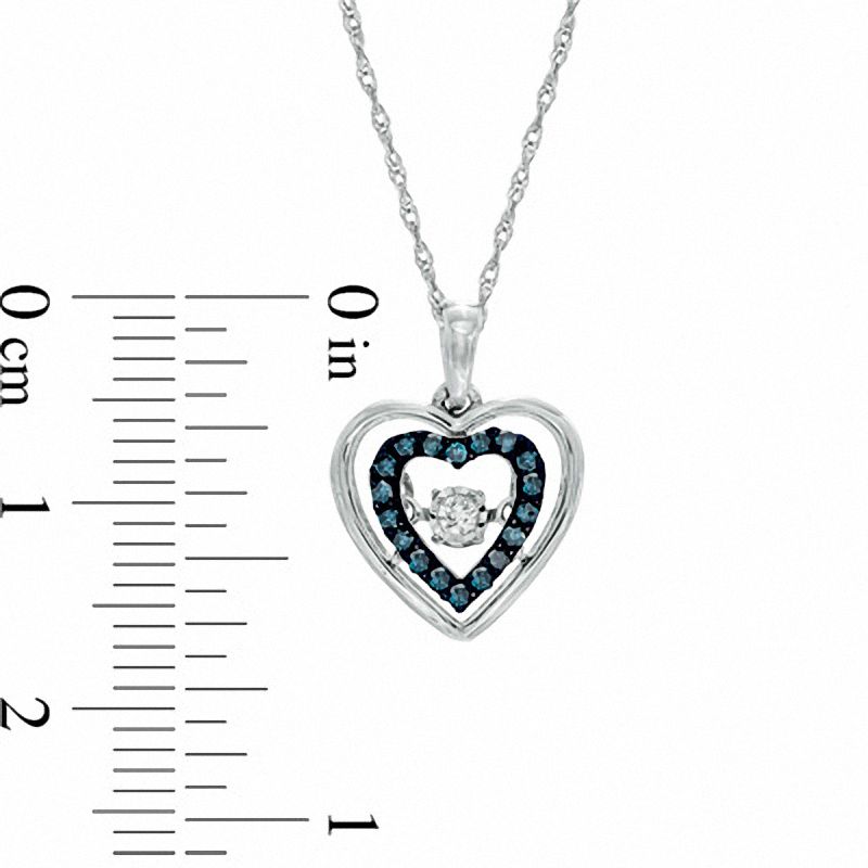 Main Image 2 of 1/5 CT. T.W. Enhanced Blue and White Diamond Heart Pendant in 10K White Gold